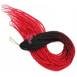 Codite de par Afro Thin Senegalese Crochet Twist Braids de 60 cm Ombre Brunet cu Rosu TSB1